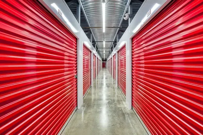 Interior hallway with large storage units