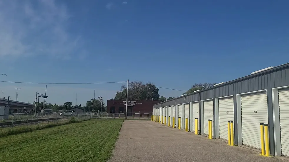 Large storage units with gated facility.