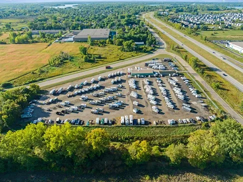 Aerial View of vehicle parking storage.