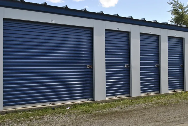 Exterior view of storage units at Bloomington Self Storage.