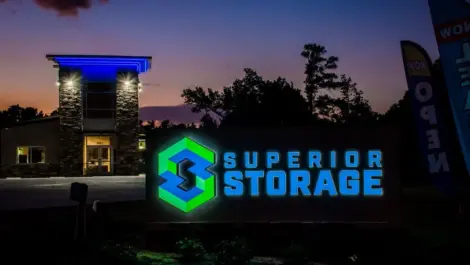 view of superior storage in longview tx after dark